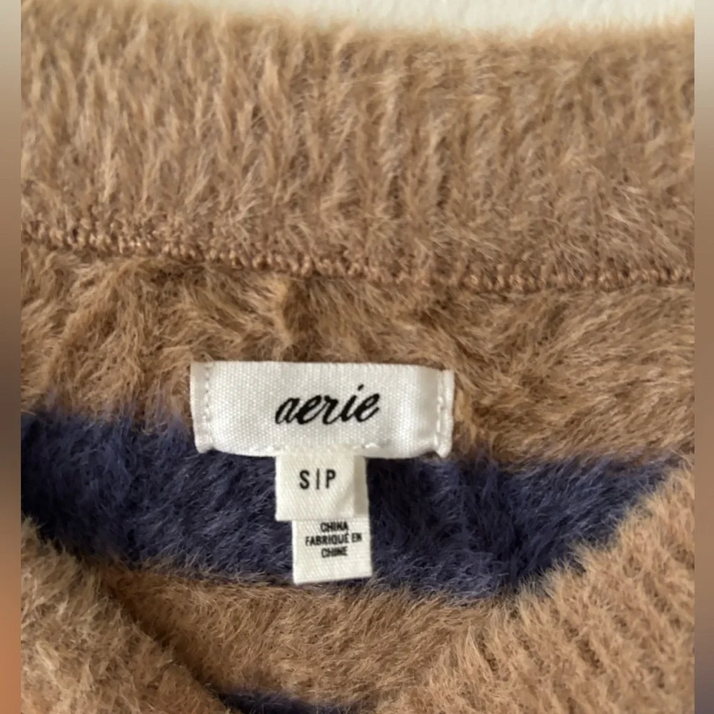Aerie Striped Fuzzy Sweater Size Small - Picture 4 of 4